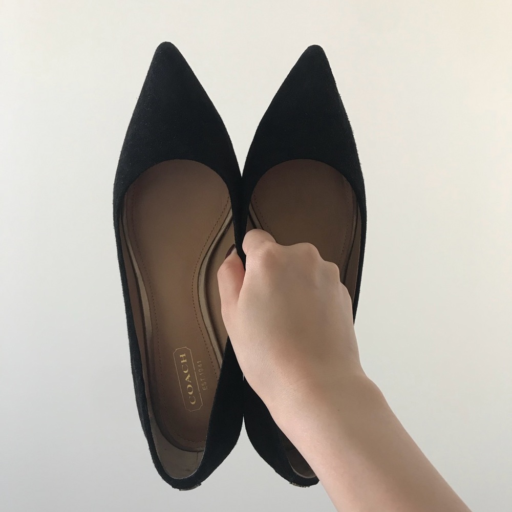 COACH Black Suede Kitten Heels